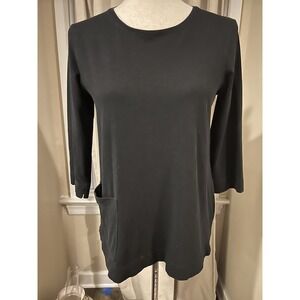 gudrum sjoden Women's‎ Shirt Black Small Organic Cotton 3/4 Sleeve Shirt
